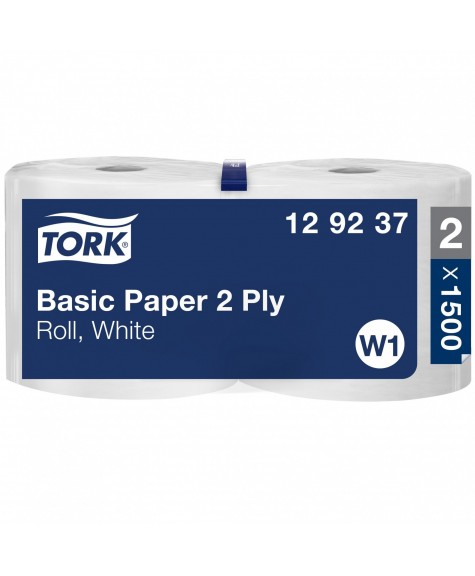 2 bobines de papier essuyage basic 1500F - Tork