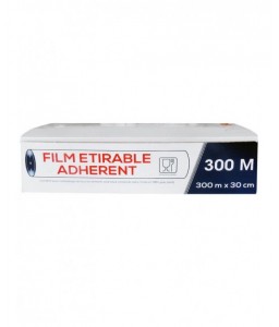 Film alimentaire étirable 30cmx300m rouleau en boîte distributrice