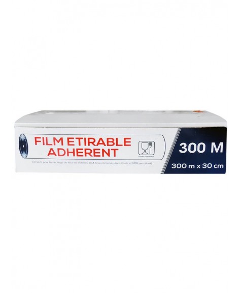 Film alimentaire étirable 30cmx300m rouleau en boîte distributrice