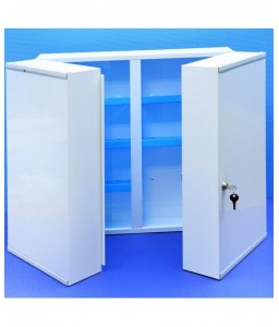 Armoire infirmerie métal 2 portes 53x53x19cm blanc
