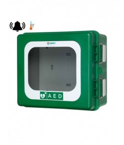Armoire ARKY verte avec alarme et chauffage pour défibrillateur
