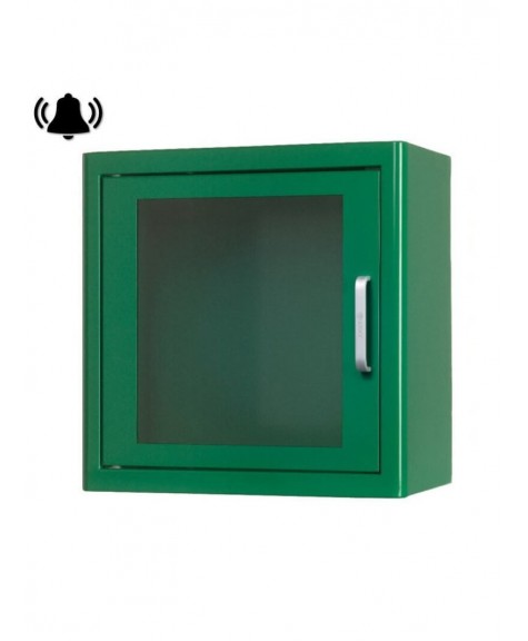 Armoire ARKY verte en métal avec alarme pour défibrillateur