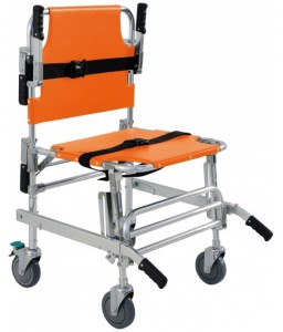 Chaise d'évacuation pliante orange à 4 roues