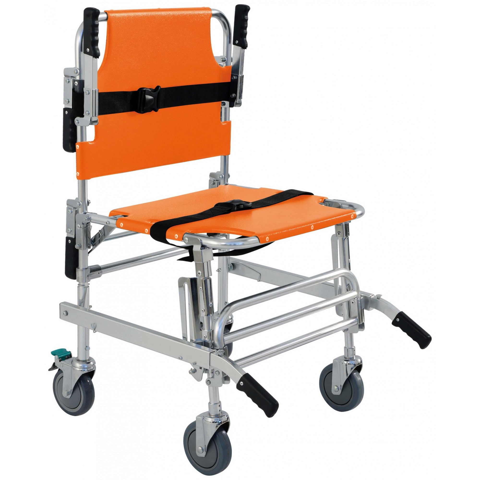 Chaise d'évacuation pliante orange à 4 roues