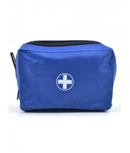 Trousse de secours zippée en toile bleue vide