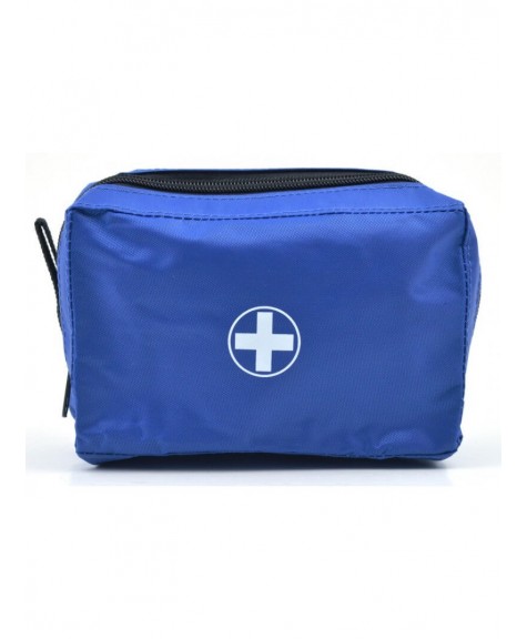 Trousse de secours zippée en toile bleue vide
