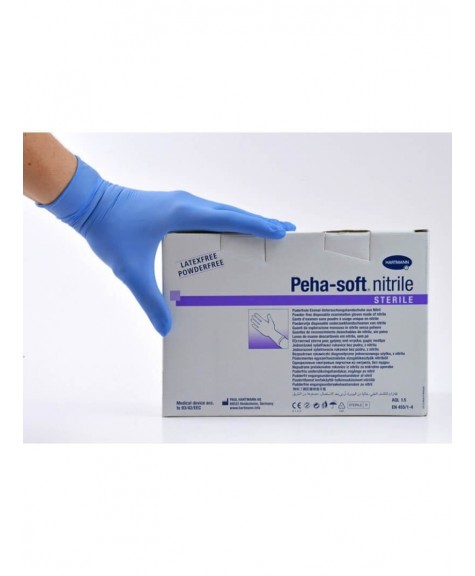 Gants stériles en nitrile bleu PEHA SOFT T.M 7/8 non poudrés - HARTMANN