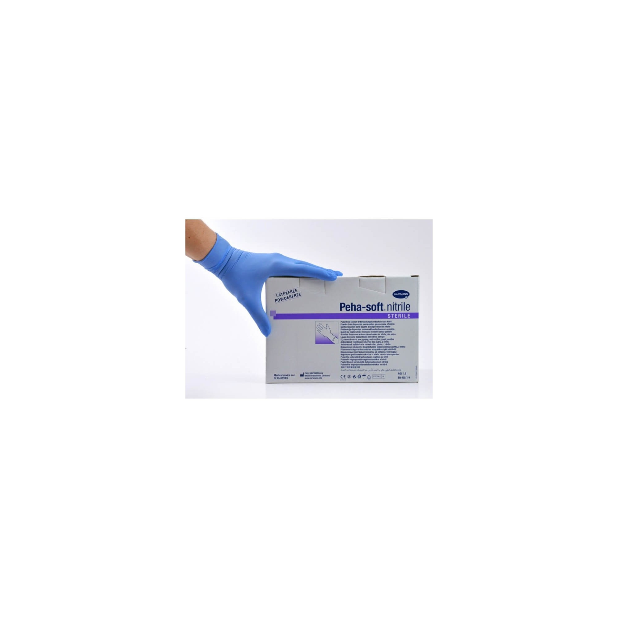 Gants stériles en nitrile bleu PEHA SOFT T.M 7/8 non poudrés - HARTMANN