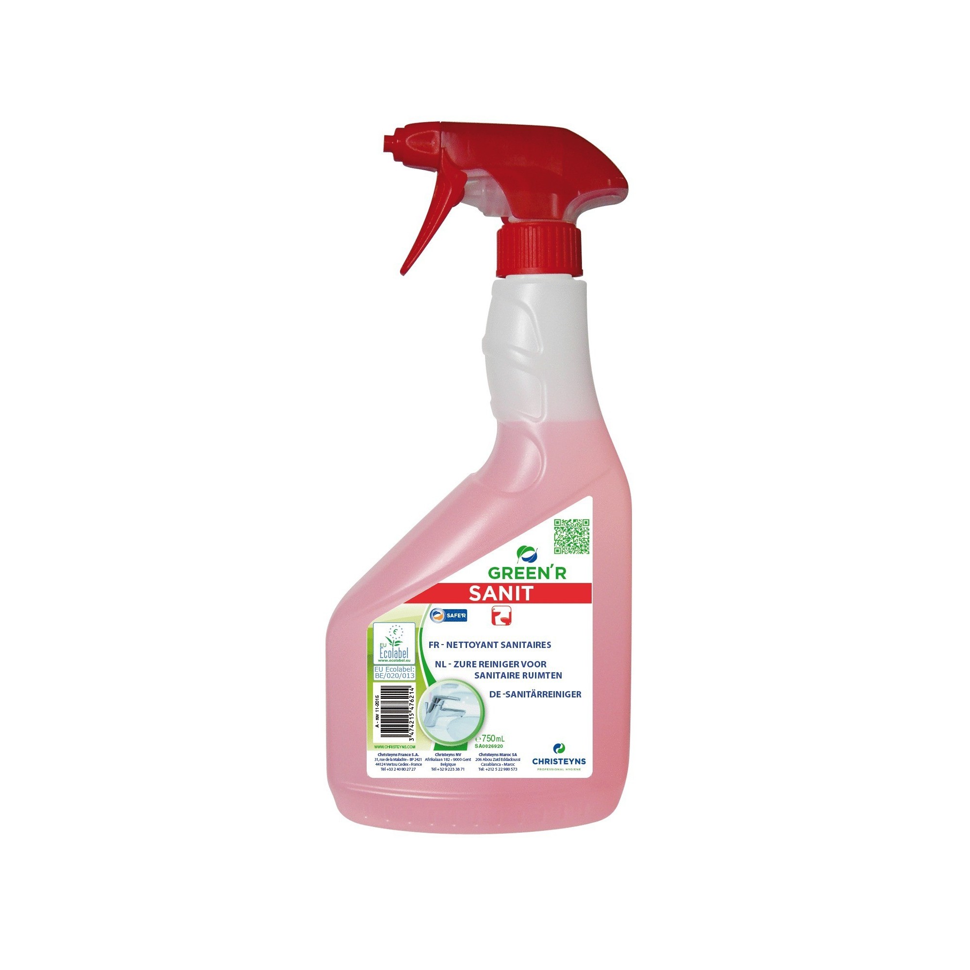 Spray nettoyant détartrant ECOLABEL GREEN'R SANIT - CHRISTEYNS
