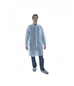 Blouse jetable fermeture à pression avec poches