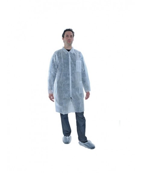 Blouse jetable fermeture à pression avec poches