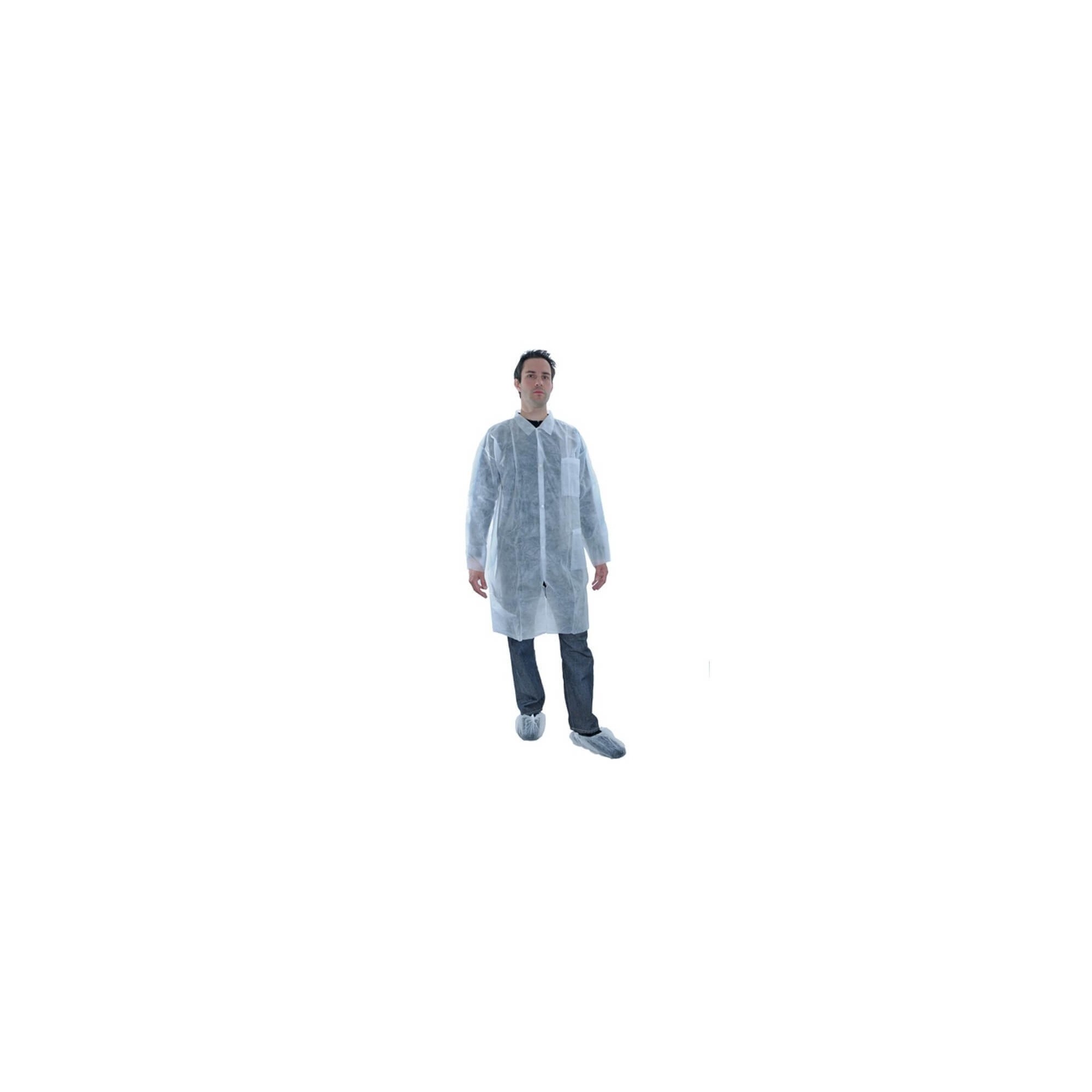 Blouse jetable fermeture à pression avec poches