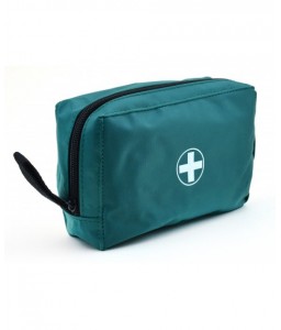 Trousse de secours zippée en toile verte vide