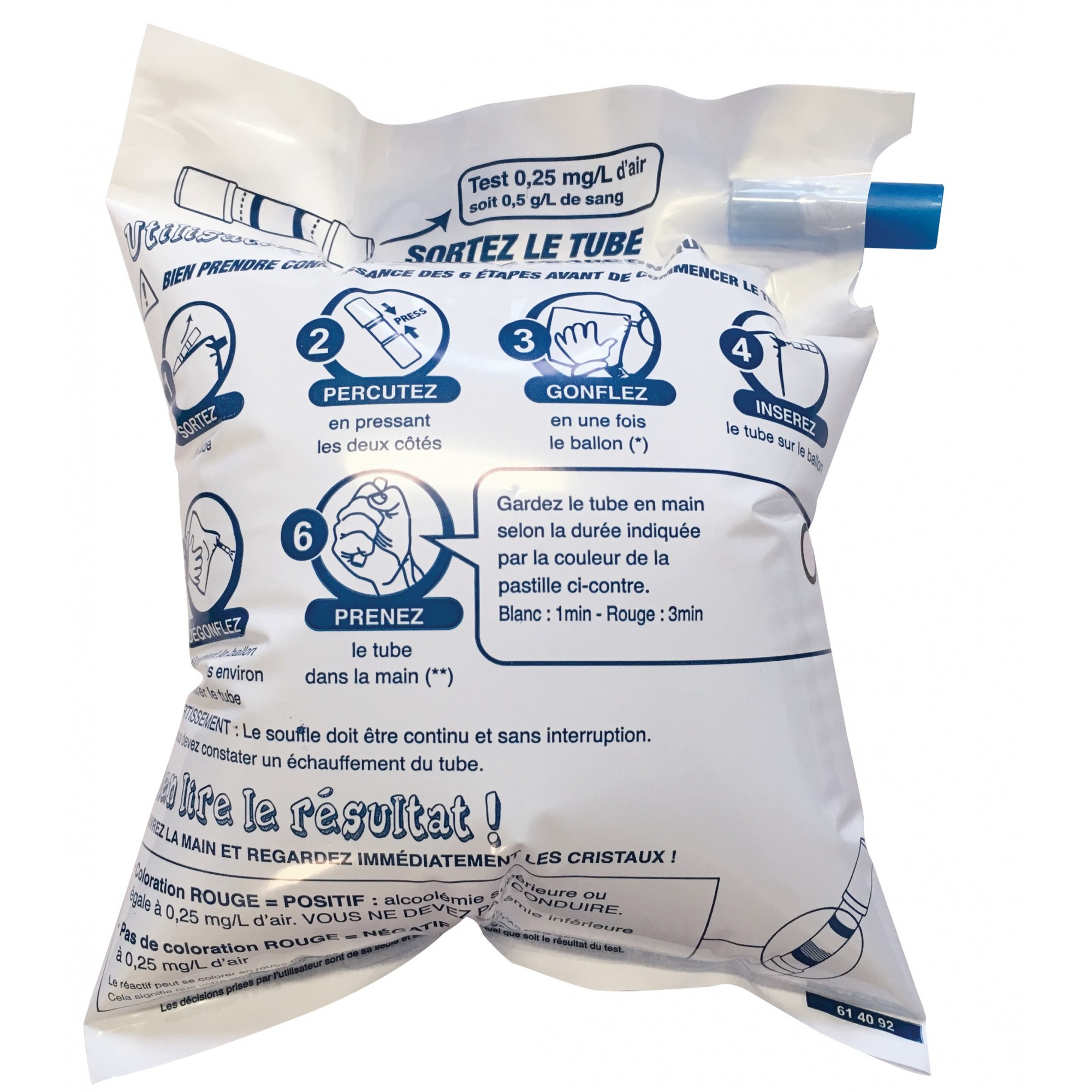 Ethylotest sans chrome à usage unique avec ballon
