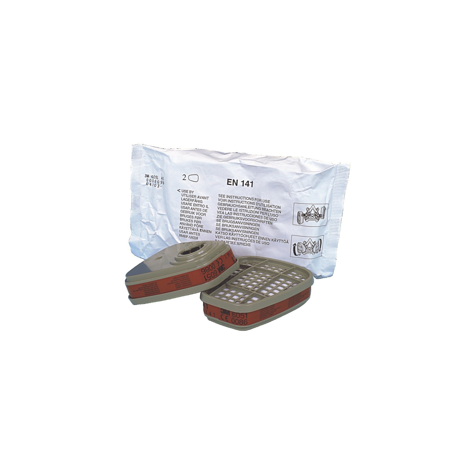 2 Filtres anti-gaz et vapeurs A1 6051 pour masques séries 6000 6500 et 7000 - 3M - 666