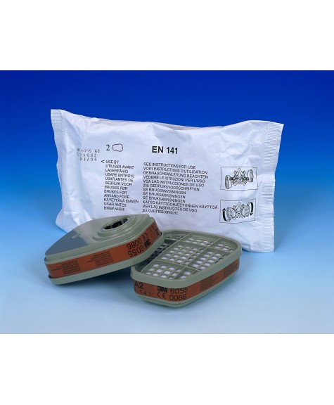 2 Filtres anti-gaz et vapeurs A2 6055 pour masques séries 6000 6500 et 7000 - 3M 2 Filtres anti-gaz et vapeurs A2 6055 pour masques séries 6000 6500 et 7000 - 3M